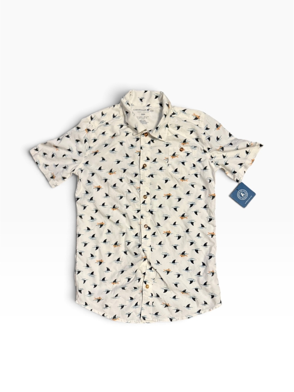 NWT Caribbean Joe Kids Short Sleeve Button-Up Shirt Size L 10/12